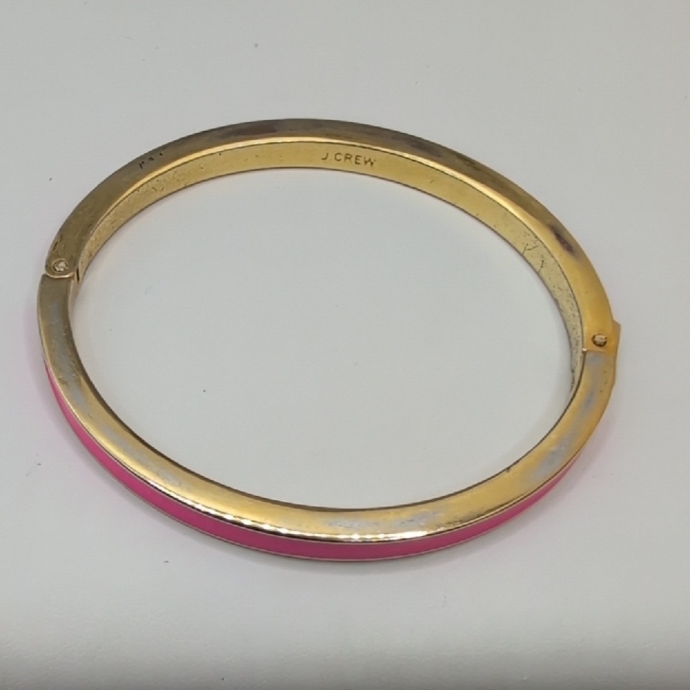 J. Crew Pink and Gold Enamel Bangle Bracelet - Picture 4 of 8